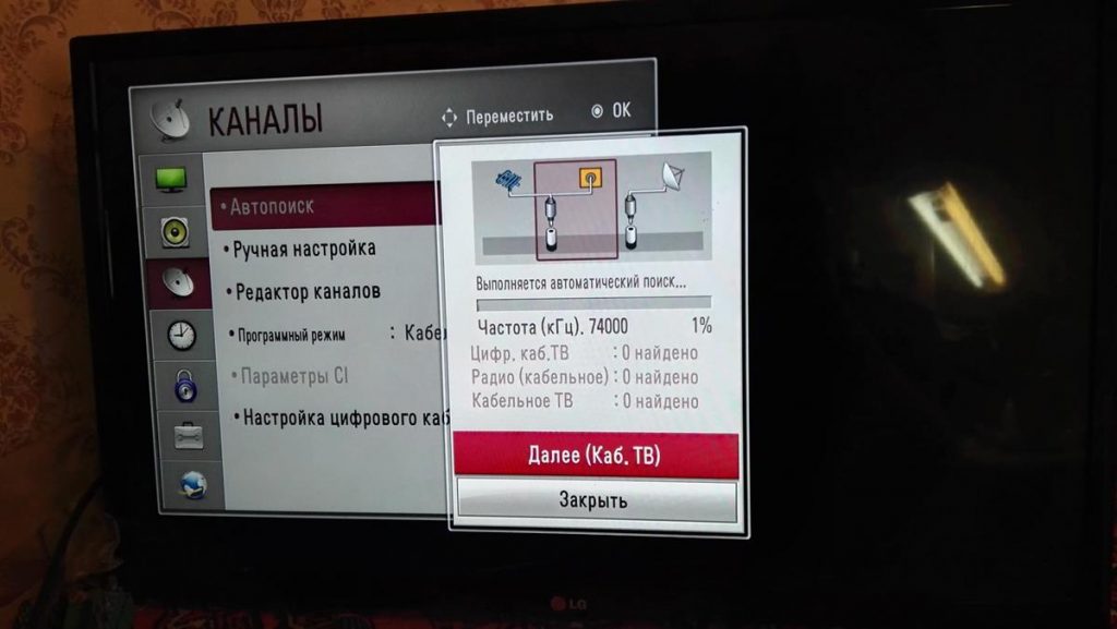 Инструкция по настройке кабельных цифровых каналов на телевизоре LG 32LN540V